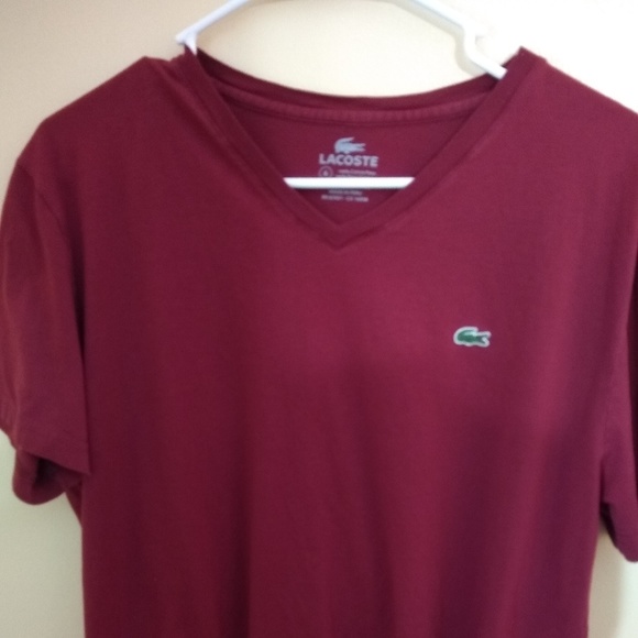 burgundy lacoste t shirt